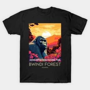 A Pop Art Travel Print of Bwindi Impenetrable National Park - Uganda T-Shirt